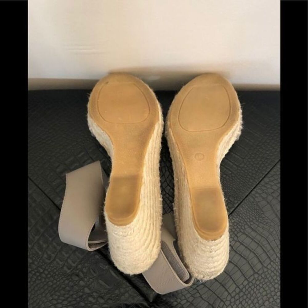 SZ9 VINCE Made in Spain Leather Sophie Wedge Sandal w Jute Rope Detail in Grey - Picture 10 of 10